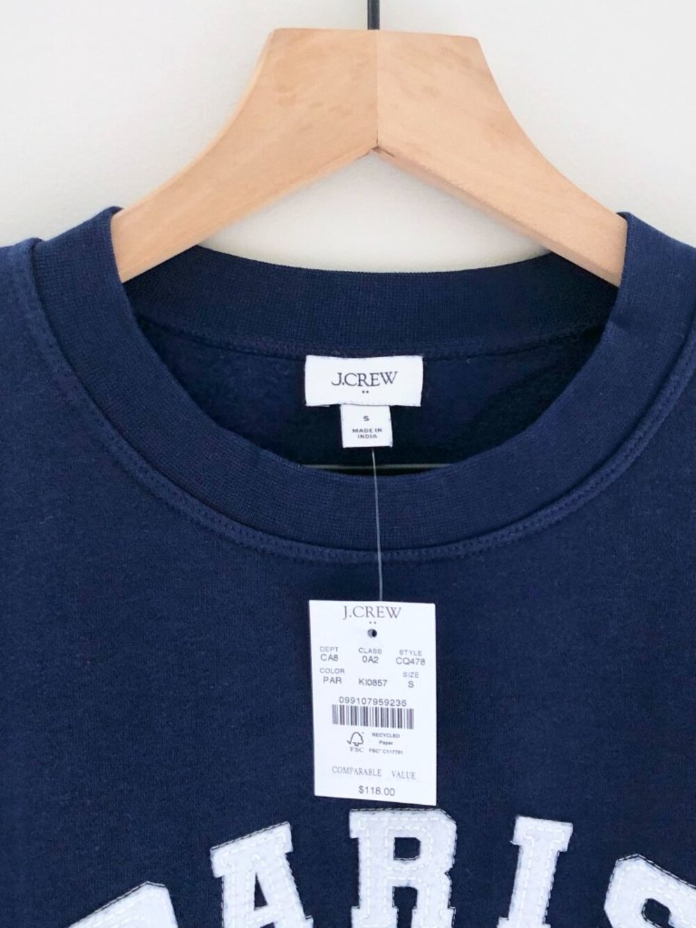 NWT J.Crew Factory Paris Graphic Sweatshirt - Picture 2 of 3